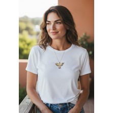 BURADABULDUN Altın Renk Taşlı Kuş Figürlü Zarif Kolye