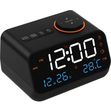 Mdstech Dijital LED Alarm Saat – Fm Radyo, Çift Alarm, Sıcaklık & Nem Göstergeli, Şarjlı Masa Saati
