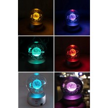 Özbience Çok Renkli Satürn Küre ve 3D Işıklı Ledli Dekor Hediye