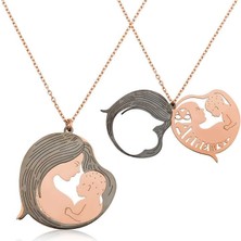 Özcömert Silver Gümüş Rose Anne ve Bebek Kolye