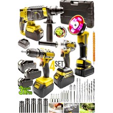 Profesyonel Şarjlı Darbeli Set 4'lü, Taşlama, Matkap, Somun Sökme Hediye