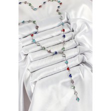 Dktt Pirinç Gümüş Renk Karışık Renk Zirkon Taşlı Kalpli Y Kadın Kolye - TJ-BKO10302