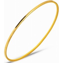 Day Garantili Gold Gerçek Altın Görünümlü Ince Ajda Ray Parlak Sade 1 Adet Bilezik