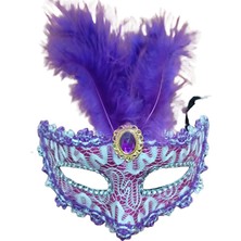 Nana & Mayka Moda Taşlı Mor Parti Maskesi – El Yapımı, Karnaval & Maskeli Balo Aksesuar Unisex
