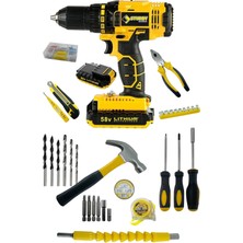 58V 8AH Lion Çift Akülü Turbo Şarjlı Matkap ve 99 Parça Set