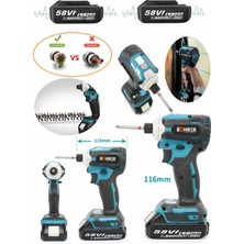 Böhr 58VF Kömürsüz Dark Blue Brushless Çift Akülü Profesyonel Vidalama Matkap