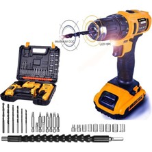 58V 8AH Darbeli Metal Şanzuman Çift Akülü Matkap Seti (27 Parça)