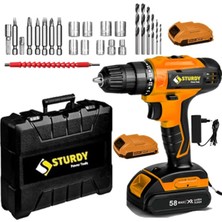 Şarjlı Çift Akülü Metal Vidalama Seti, 58V 8AH, 27 Parça Uç Takımı