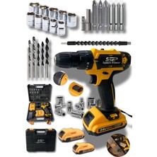 24V Çift Akülü Matkap Seti, 27 Parça Çelik Şanzıman Vidalama