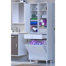 Eliusta Rule Sepetli Banyo/mutfak Dolabı 55 cm Genişliğe Sahip 55X171X32,5 cm  Bir Sepetli Beyaz Dolap