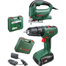 Bosch Akülü Vidalama ve Dekupaj Testere Seti, 18V, 2AH Batarya, Hafif ve Güçlü