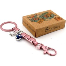 Solfera Uçak Dünya Küre Seyahat Tatil Pembe Çelik Charm Çanta Süsü Anahtarlık KY086