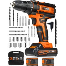 Darbeli Metal Dişli Şanzımanlı Çift Akülü Vidalama Seti 24 Parça