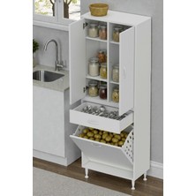 Eliusta Wall Beyaz Banyo Dolabı 55 cm Tek Göz Bölmeli Sepet 55X171X32,5 cm 4 Raflı Mutfak/banyo Dolabı