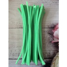 Zedhobi 10 Adet Z40 Açık Neon Yeşil Şönil 30 cm Tüylü Peluş Tel Çiçek Yapımına Okul Öncesi Anaokuluna Uygun