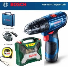 Gsb 120 Li Darbeli Matkap Vidalama, Bosch 50 Parça X-Line Uç Seti ve Metre