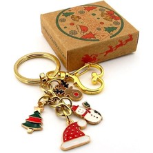 Solfera Yeni Yıl Yılbaşı Kardan Adam Şapka Çam Ağacı Charm Çanta Süsü Anahtarlık KY119