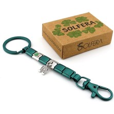 Solfera Dört Yapraklı Yonca Nal Şans Uğur Yeşil Çelik Charm Çanta Süsü Anahtarlık KY096