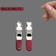 Uni Zer 2 Li Düz ve Yan Uçlu Tırnak Makası Batık Tırnak Makası Seti Kırmızı