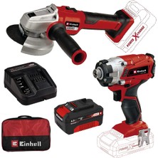 Darbeli Vidalama, Akülü Taşlama ve 4AH Starter Kit, Bez Çanta ile Set