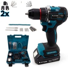 36V 5AH Çift Bataryalı Şarjlı Matkap ve Vidalama Seti, 30 Parça