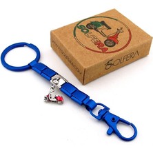 Solfera Vespa Scooter Motosiklet Italyan Mavi Çelik Charm Çanta Süsü Anahtarlık KY085