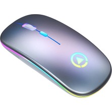 Mdstech Şarj Edilebilir Kablosuz LED Işıklı Sessiz Mouse  Gri – Ergonomik ve Hassas Kullanım