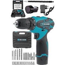 Çift Akülü Mavi Şarjlı Vidalama Matkap ve 30 Parça Seti