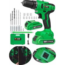 58V 5AH Pro Hummer Green Çift Akülü Matkap Seti +24 Vidalama