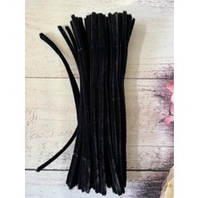 Zedhobi 25 Adet Z27 Siyah Şönil 30 cm Tüylü Peluş Tel Çiçek Yapımına Okul Öncesi Anaokuluna Uygun