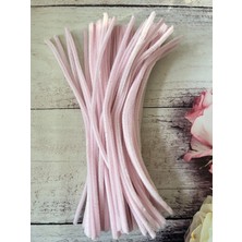 Zedhobi 10 Adet Z7 Pudra Pembe Şönil 30 cm Tüylü Peluş Tel Çiçek Yapımına Okul Öncesi Anaokuluna Uygun