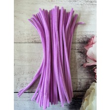 Zedhobi 25 Adet Z11 Leylak Şönil 30 cm Tüylü Peluş Tel Çiçek Yapımına Okul Öncesi Anaokuluna Uygun