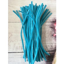 Zedhobi 25 Adet Z3 Turkuaz Şönil 30 cm Tüylü Peluş Tel Çiçek Yapımına Okul Öncesi Anaokuluna Uygun