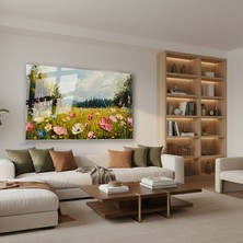 Tablonhazır Yatay Cam Tablo Salon Duvar Tablosu Yatay Cam CICEKBAHCESI66 Yeni Ev Hediyesi Ofis Tablosu