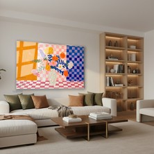 Tablonhazır Yatay Cam Tablo Salon Duvar Tablosu Yatay Cam Soyutvazodakicicekler Yeni Ev Hediyesi Ofis Tablosu