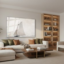 Tablonhazır Yatay Cam Tablo Salon Duvar Tablosu Yatay Cam Vintageyelkenli Yeni Ev Hediyesi Ofis Tablosu