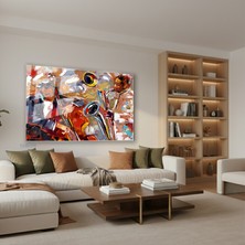 Tablonhazır Yatay Cam Tablo Salon Duvar Tablosu Yatay Cam Saksafon Muzisyen Yeni Ev Hediyesi Ofis Tablosu