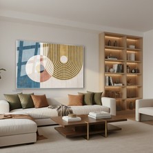 Tablonhazır Yatay Cam Tablo Salon Duvar Tablosu Yatay Cam Soyutcizgiler Yeni Ev Hediyesi Ofis Tablosu