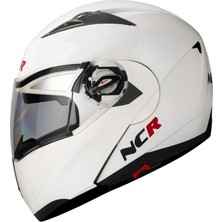 Kaly NCR 158 Çene Açılır Gözlüklü Motosiklet Kaskı Beyaz
