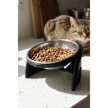 Vivie Tasarım Pixi Kedi Mama Kabı Standı – %13 Eğimli Ergonomik Tasarım, Petg Gövde + Paslanmaz Çelik Kase