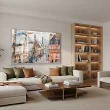 Tablonhazır Yatay Cam Tablo Salon Duvar Tablosu Yatay Cam Parissokaklari Yeni Ev Hediyesi Ofis Tablosu