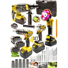 Profesyonel Şarjlı Darbeli Set 4'lü, Taşlama, Matkap ve Hediye