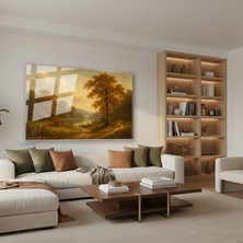 Tablonhazır Yatay Cam Tablo Salon Duvar Tablosu Yatay Cam Klasik Manzara Cizimi Yeni Ev Hediyesi Ofis Tablosu