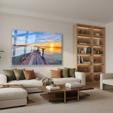 Tablonhazır Yatay Cam Tablo Salon Duvar Tablosu Yatay Cam Gunbatimi Gorseli Yeni Ev Hediyesi Ofis Tablosu