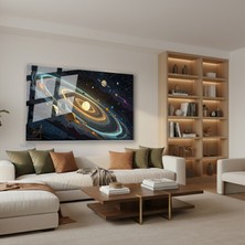 Tablonhazır Yatay Cam Tablo Salon Duvar Tablosu Yatay Cam Evren Cizimi Yeni Ev Hediyesi Ofis Tablosu