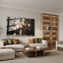 Tablonhazır Yatay Cam Tablo Salon Duvar Tablosu Yatay Cam Vazodabeyazguller Yeni Ev Hediyesi Ofis Tablosu