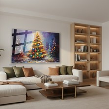 Tablonhazır Yatay Cam Tablo Salon Duvar Tablosu Yatay Cam Yilbasiagaci Yeni Ev Hediyesi Ofis Tablosu