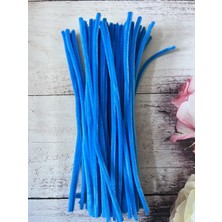 Zedhobi 25 Adet Z4 Gök Mavi Şönil 30 cm Tüylü Peluş Tel Çiçek Yapımına Okul Öncesi Anaokuluna Uygun