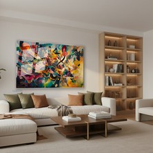 Tablonhazır Yatay Cam Tablo Salon Duvar Tablosu Yatay Cam Soyut Cizgiler Yeni Ev Hediyesi Ofis Tablosu