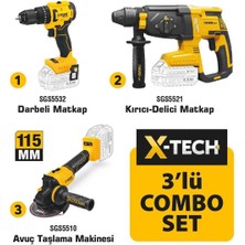 Akülü Taşlama, Matkap ve Kırıcı/delici 3'lü Set Çantalı SGS-5450